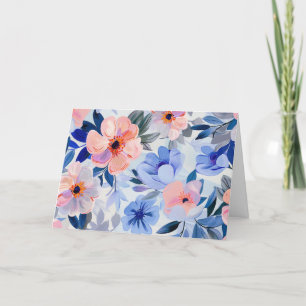 Söt Pastel Watercolor Blommigt Note Card Helgkort