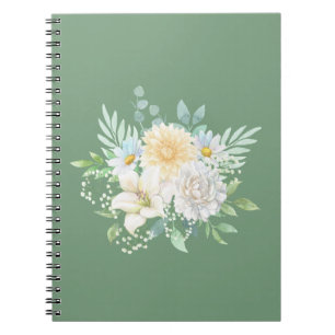 Söt Pastel Watercolor Blommigt Notebook Anteckningsbok