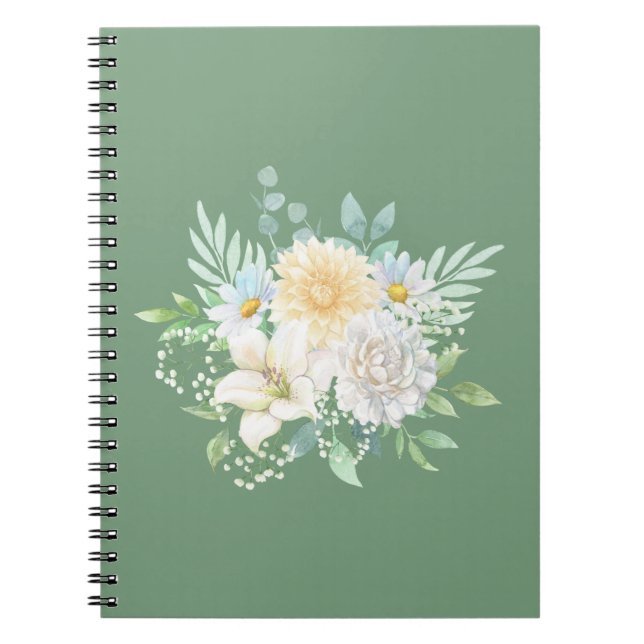 Söt Pastel Watercolor Blommigt Notebook Anteckningsbok (Framsidan)