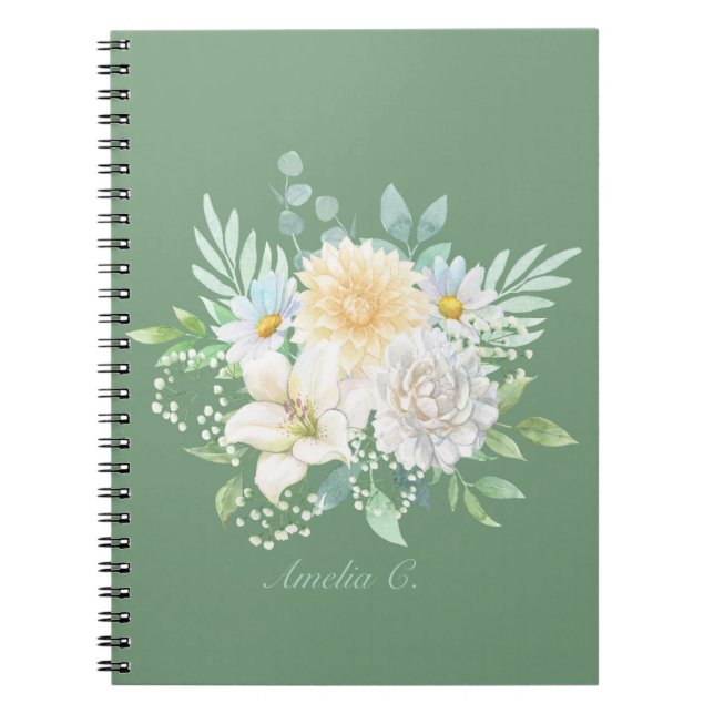 Söt Pastel Watercolor Blommigt Notebook Anteckningsbok (Framsidan)