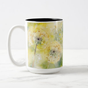 SÖT PASTEL WATERCOLOR DANDELION FLOWERS Två-Tonad MUGG