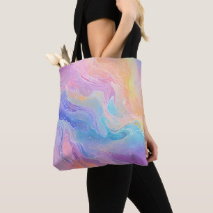 Söt Pastel Watercolor Rainbow Liquid Pour Art Tygkasse