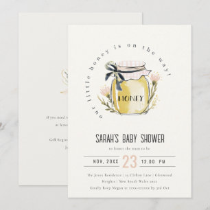 Söt Pastell Akvarell Honungsburk Baby Shower Inbjudningar