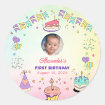 Söt Pastell Baby Boy 1-års Födelsedagsfoto