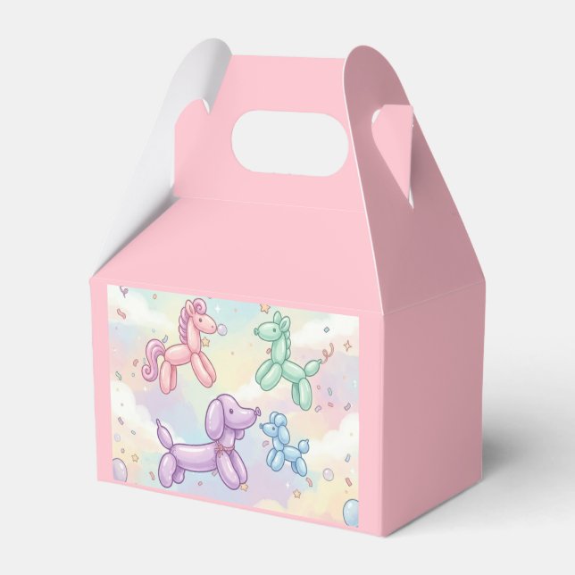 Söt Pastell Ballongdjur Födelsedagsflicka Presentaskar (Framsidan Sidan)