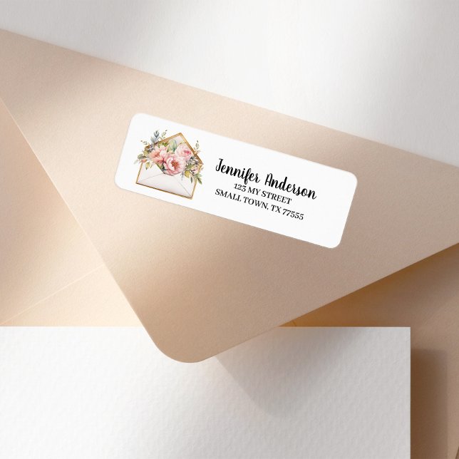 Söt Pastell Blommig Kuvertadress Returadress Etikett (Skapare uppladdad)