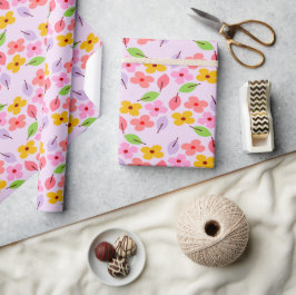 Söt Pastell Blommig Mönster Mjuk Rosa Tjejaktig Presentpapper
