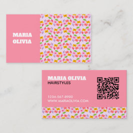Söt Pastell Blommig Mönster Mjuk Rosa Tjejaktig Visitkort