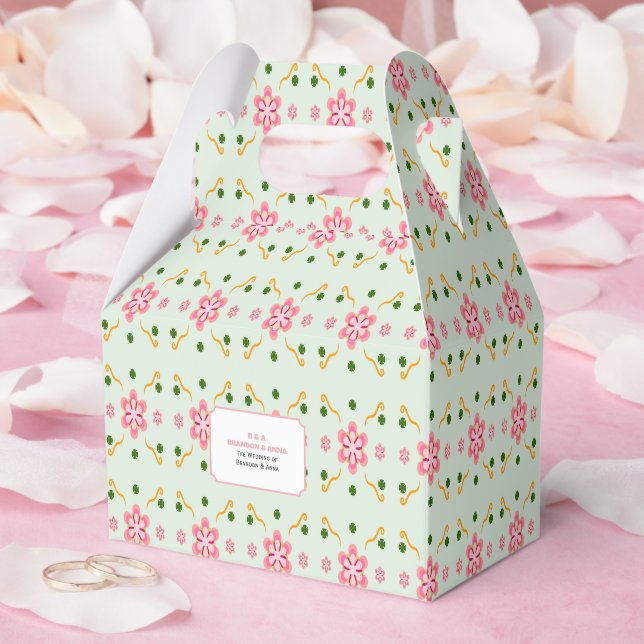Söt Pastell Blommig Sömlös Mönster söt rosa Presentaskar (Bröllop)
