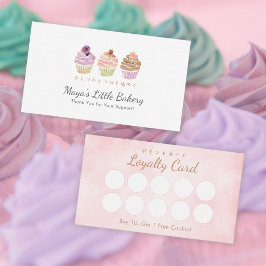 Söt Pastell Cupcake Bageri-Lojalitet Visitkort