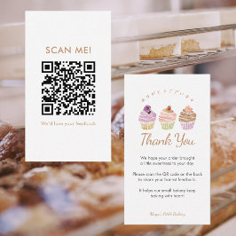 Söt Pastell Cupcake Lämna en Recension QR-kod Visitkort