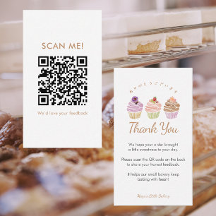 Söt Pastell Cupcake Lämna en Recension QR-kod Visitkort