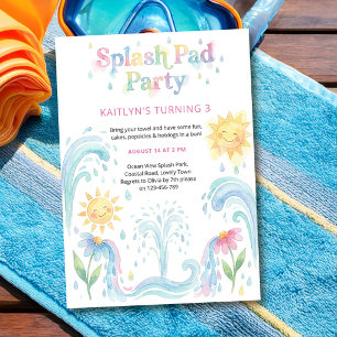 Söt Pastell Färgad Plaskdamm Barnkalas Pool Party Inbjudningar