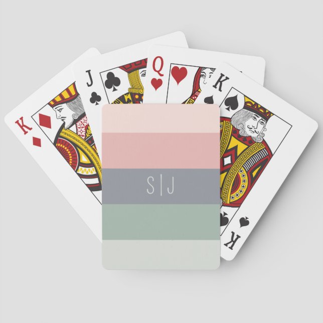 Söt Pastell Färgblock Monogram Casinokort (Baksidan)