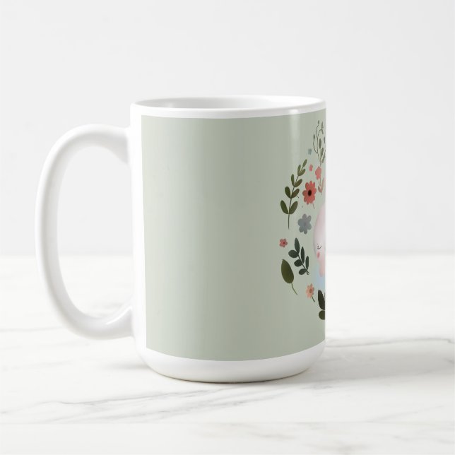 Söt Pastell Fjärilsformad vårhas Krans Blommig Väg Kaffemugg (Vänster)