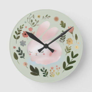 Söt Pastell Fjärilsformad vårhas Krans Blommig Väg Rund Klocka