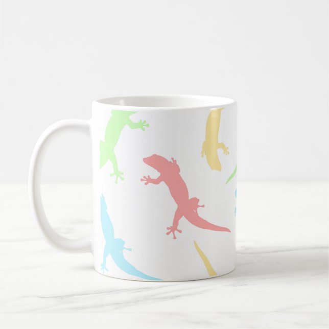 Söt Pastell Gecko Ödla Sömlös Mönster Kaffemugg (Vänster)