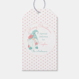 Söt Pastell God Jul Anpassat Namn Tomte Presentetikett