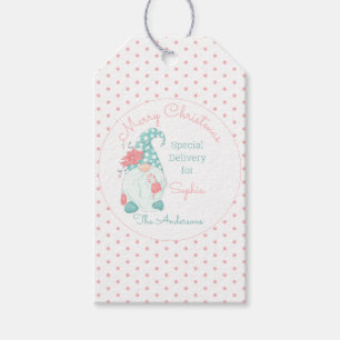 Söt Pastell God Jul Anpassat Namn Tomte Presentetikett