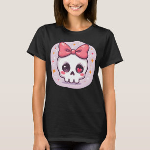 Söt Pastell Goth Skalle med Slöja T Shirt
