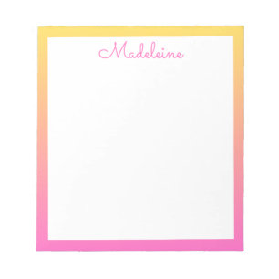 Söt Pastell Gul och Rosa Gradient Kant Anteckningsblock