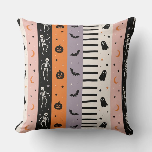 Söt Pastell Halloween Vertikal Rand Kastkudde Kudde (Framsida)