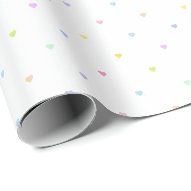 Söt Pastell Hjärtan Födelsedagspresentpapper Presentpapper (Rullad Hörn)