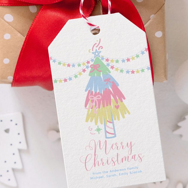 Söt Pastell Julgran God Jul  Presentetikett (Skapare uppladdad)