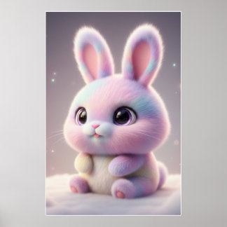 Söt Pastell Kanin – Kawaii Kanin Poster Konst