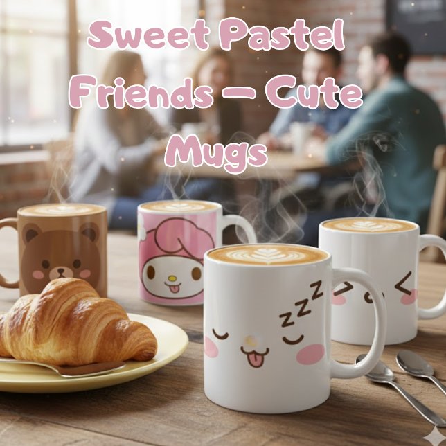 Söt Pastell Karaktärsdesign Kaffemugg (Skapare uppladdad)