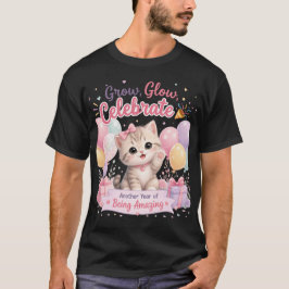 Söt Pastell Kattunge Födelsedagsfirande Design T Shirt