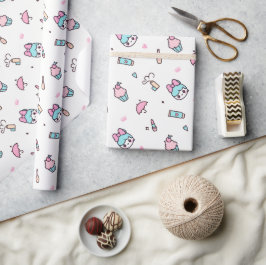 Söt Pastell Kawaii Mönster – Stjärnor & Smink Presentpapper