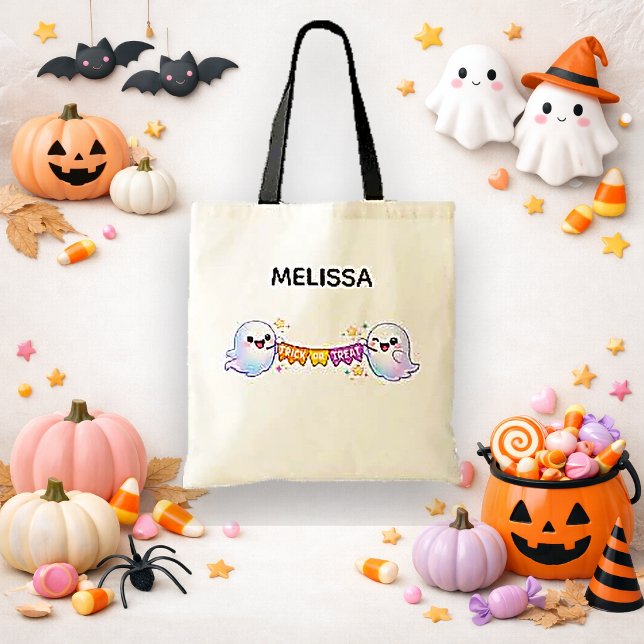 Söt Pastell Kawaii Spök Halloween-design Tygkasse (Skapare uppladdad)
