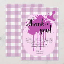 Söt Pastell Lila Gingham Bebis Baby Shower Tack Kort
