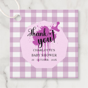 Söt Pastell Lila Gingham Bebis Shower Gåvor Etiketter