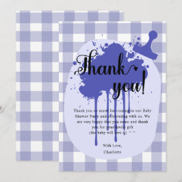 Söt Pastell Marinrutig Bebis Baby Shower Tack Kort