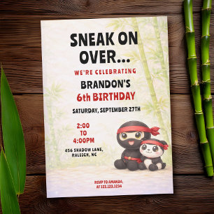 Söt Pastell Ninja & Panda Barnkalas Inbjudningar