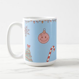 Söt Pastell Nostalgisk Retro Jul Ljusblå Kaffemugg