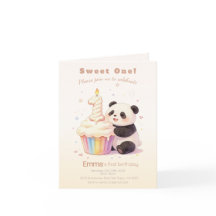Söt Pastell Panda Bebis 1-årsdag