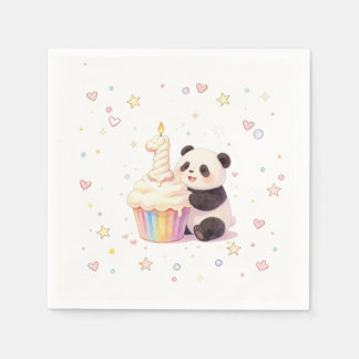 Söt Pastell Panda Bebis 1-årsdag Pappersservett