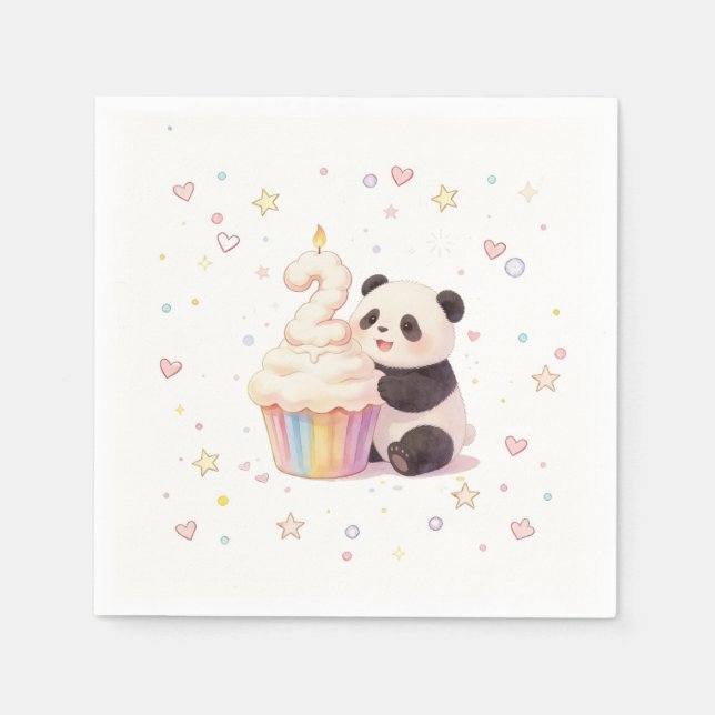 Söt Pastell Panda Bebis 2-årsdag Pappersservett (Framsidan)