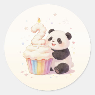 Söt Pastell Panda Bebis 2-årsdag Runt Klistermärke