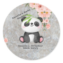 Söt Pastell Pandan och Rosa Blomma Blommig Design