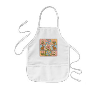 Söt Pastell Påskharen Blomma Patchwork Barnförkläde
