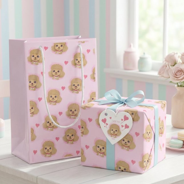 Söt Pastell Pudel Presentbag – Alla hjärtans dag & (Skapare uppladdad)