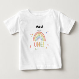 Söt Pastell Regnbåge 1-års Födelsedag T Shirt
