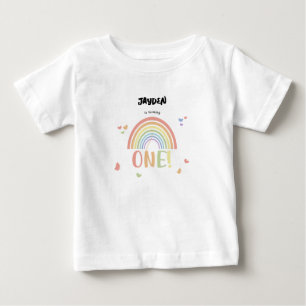 Söt Pastell Regnbåge 1-års Födelsedag T Shirt