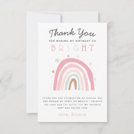 Söt Pastell Regnbåge Flickor Födelsedagsfest Tack Kort