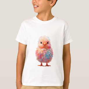 Söt Pastell Regnbåge Fluffig Baby Kyckling Barn T Shirt