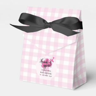 Söt Pastell Rosa Gingham Bebis Kalas Presentaskar